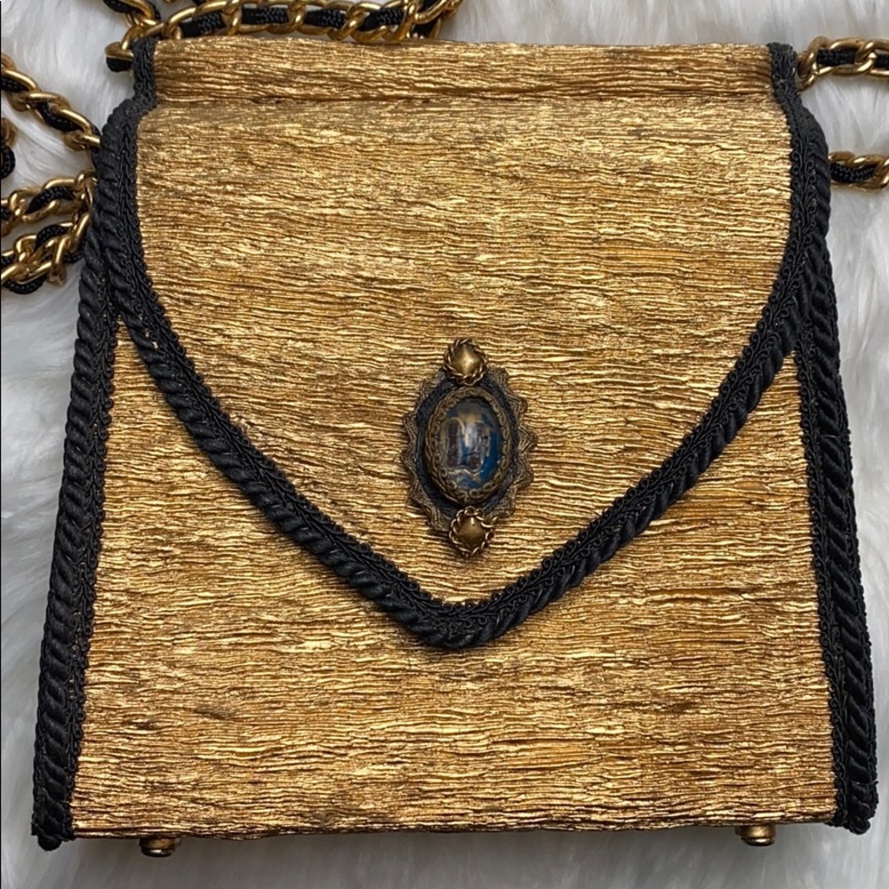Mary Frances Vintage Handmade Gold Handbag